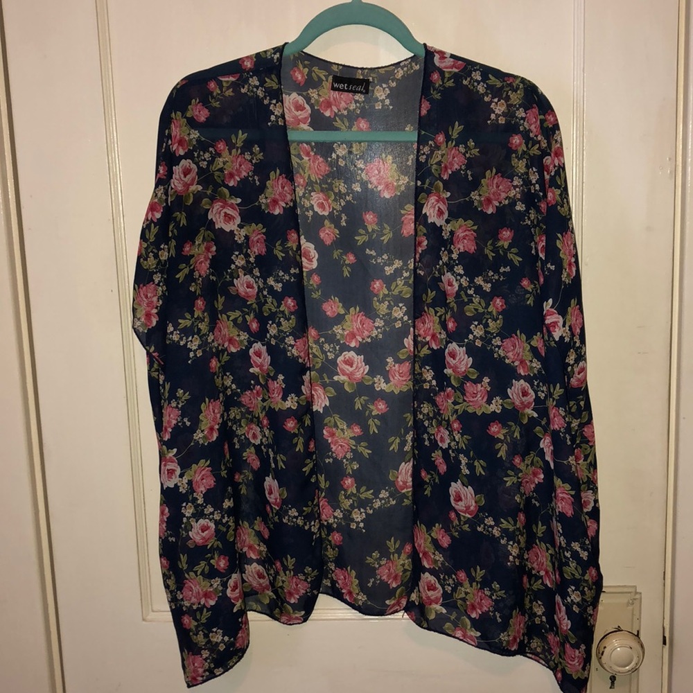 Wet Seal - Blue Floral Kimono